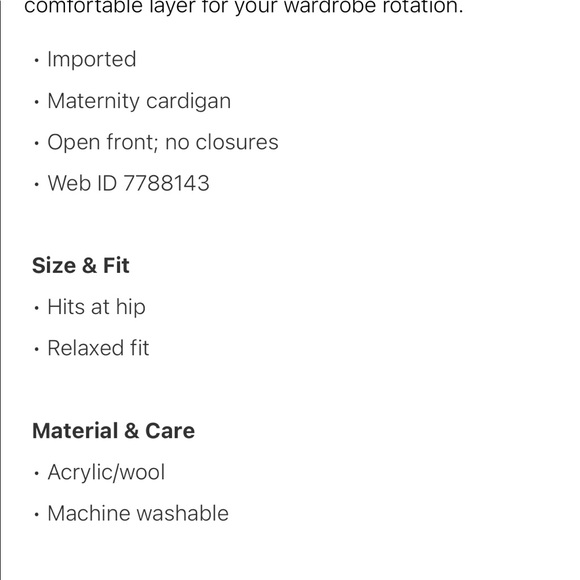 Motherhood maternity open front sweater cardigan - Picture 2 of 3